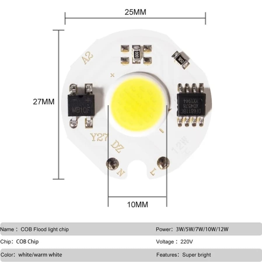 MunLii pas besoin de pilote 220V LED COB puce 3W 5W 7W 10w 12w LED puce lampe intelligente IC LED am