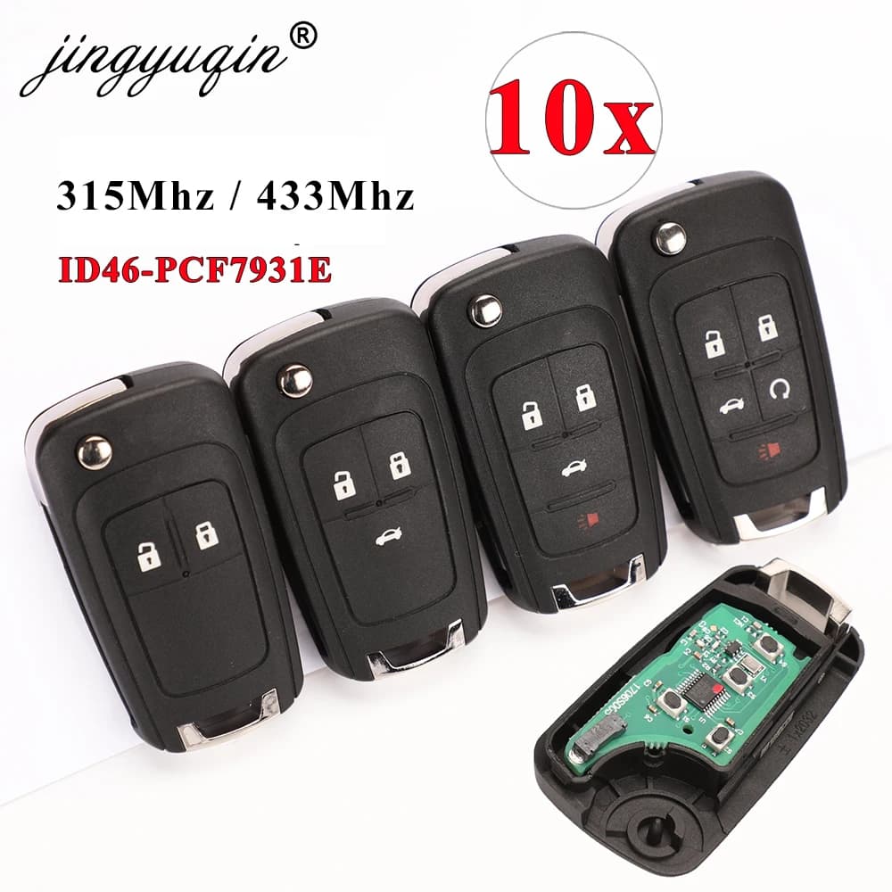 Jingyuqin – télécommande à 2/3/4 boutons, 10 pcs/lot, clé pliable pour Chevrolet Lova Sail Aveo Cruz
