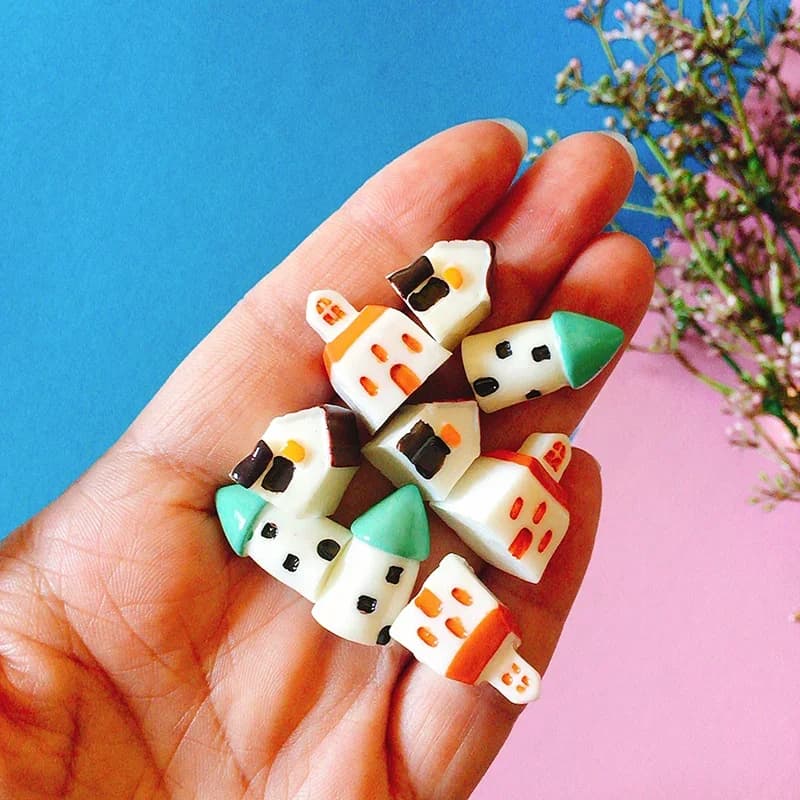 9 mini maisons/arbres miniatures/chalets miniatures/maisonnettes shabby/charmantes/jardins féeriques