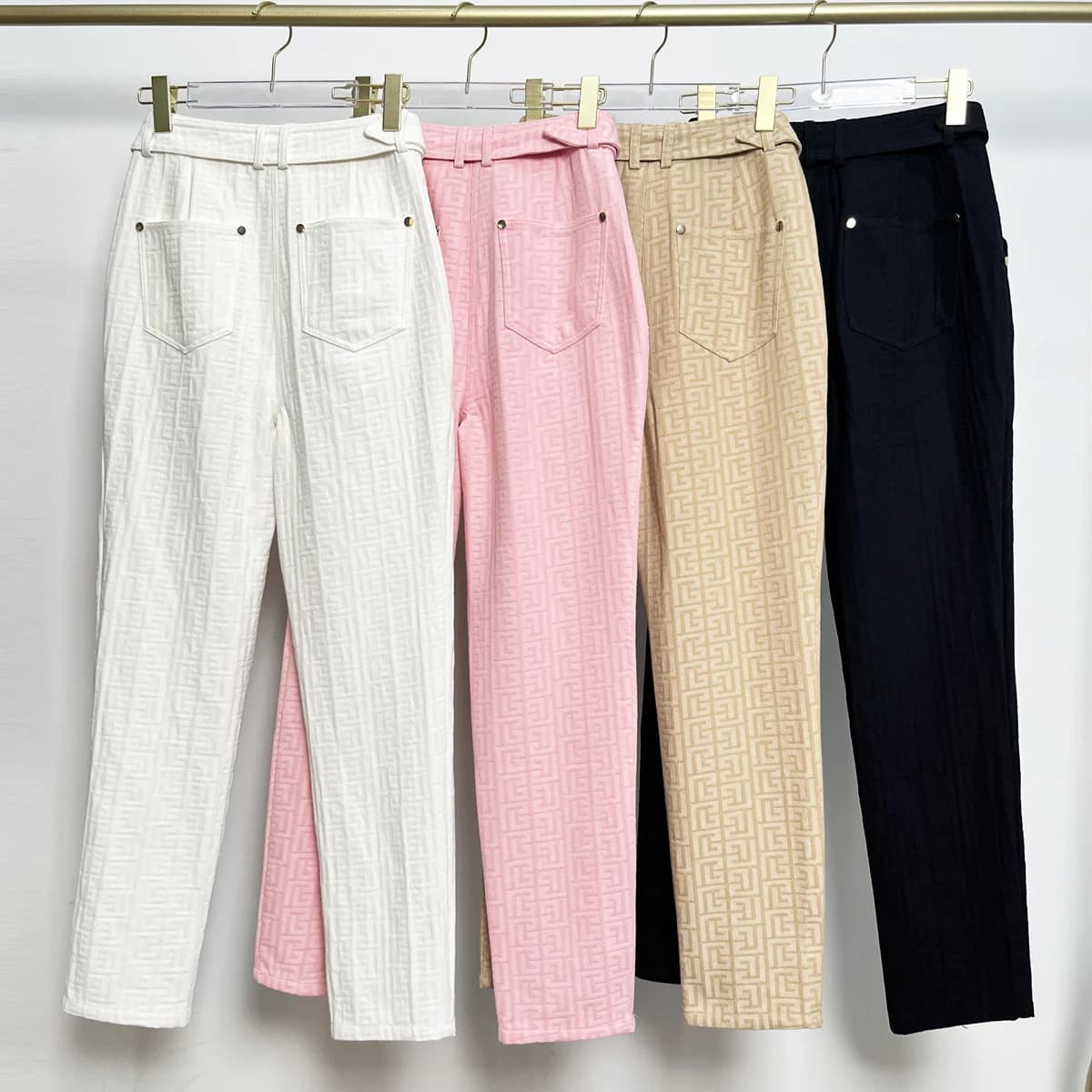 S-3XL printemps et automne nouveau tissu Jacquard de haute qualité avancé tout-assorti pantalon déco