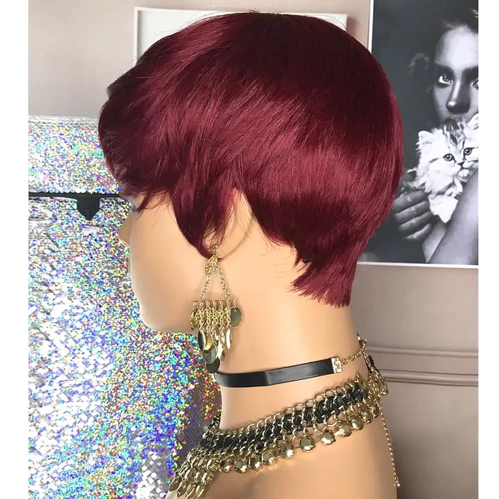 Perruques de cheveux courts, perruques coupe lutin, perruques courtes droites noires pour dames perr