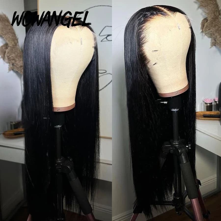 Wowangel-Perruque de Cheveux Naturels Lisses pour Femme, 13x6