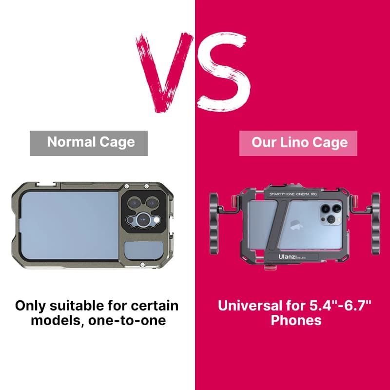 Ulanzi Lino téléphone Cage vidéo Vlog plate-forme poignée pour 5.4 ''à 6.7'' iPhone X 11 12 13 14 Pr
