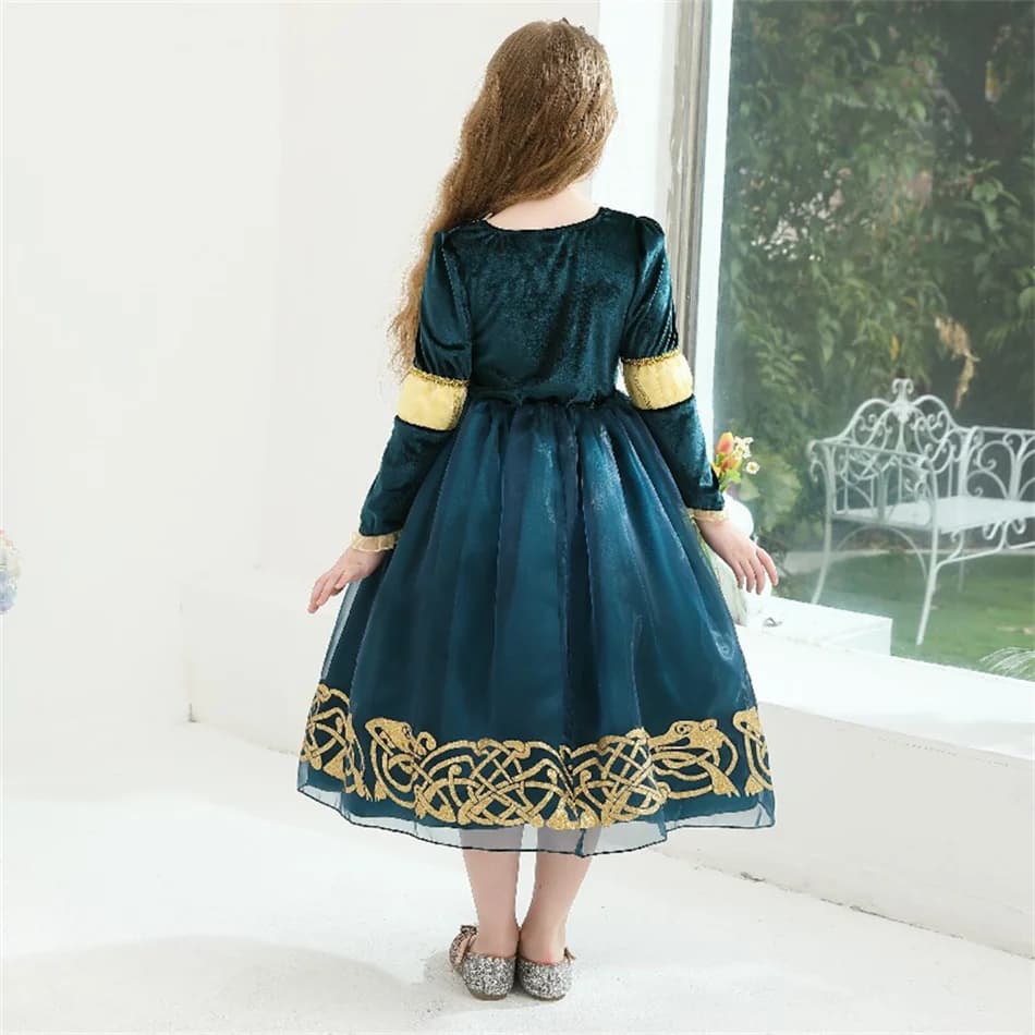Robe de princesse Merida pour enfants, vêtements de spectacle pour filles, vêtements de jeu de rôle 
