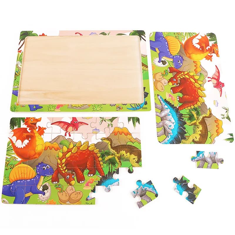 30 pièces Puzzle en bois enfants dessin animé animaux véhicule Puzzles jeux bébé apprentissage préco