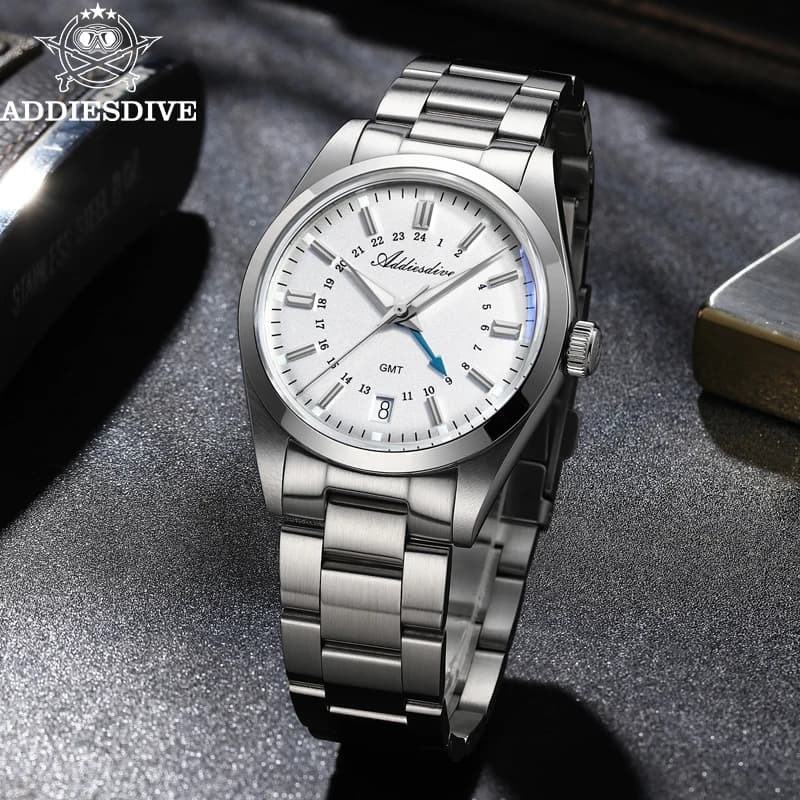 ADDIESDIVE 36mm montre analogique pour hommes GMT 515-24H montre BGW9 lumineux 100m étanche en acier