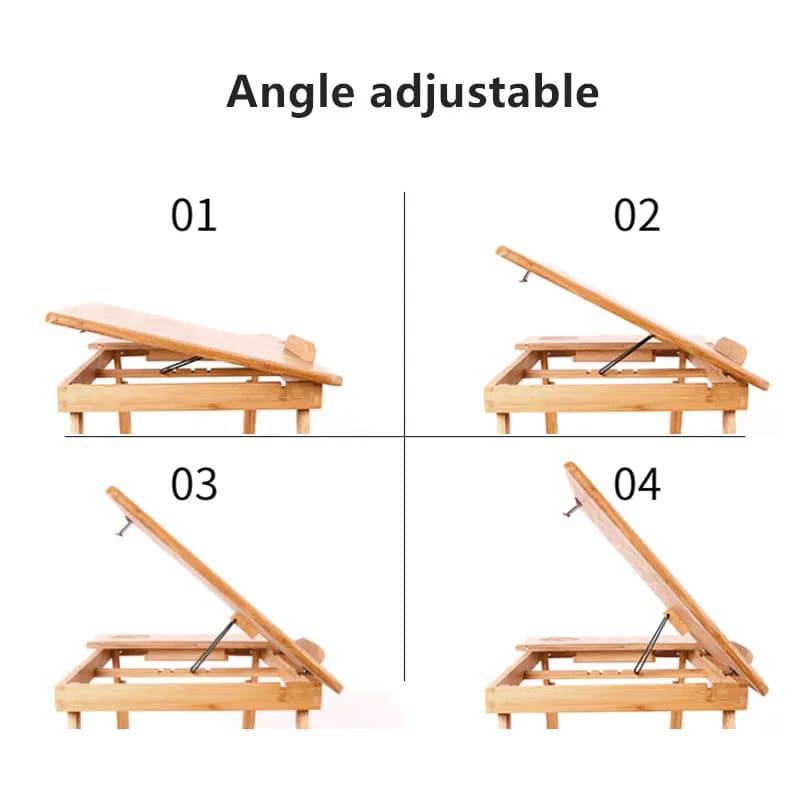 Table d'ordinateur portable pliable en bambou, table d'ordinateur de chambre à coucher, lit d'ordina