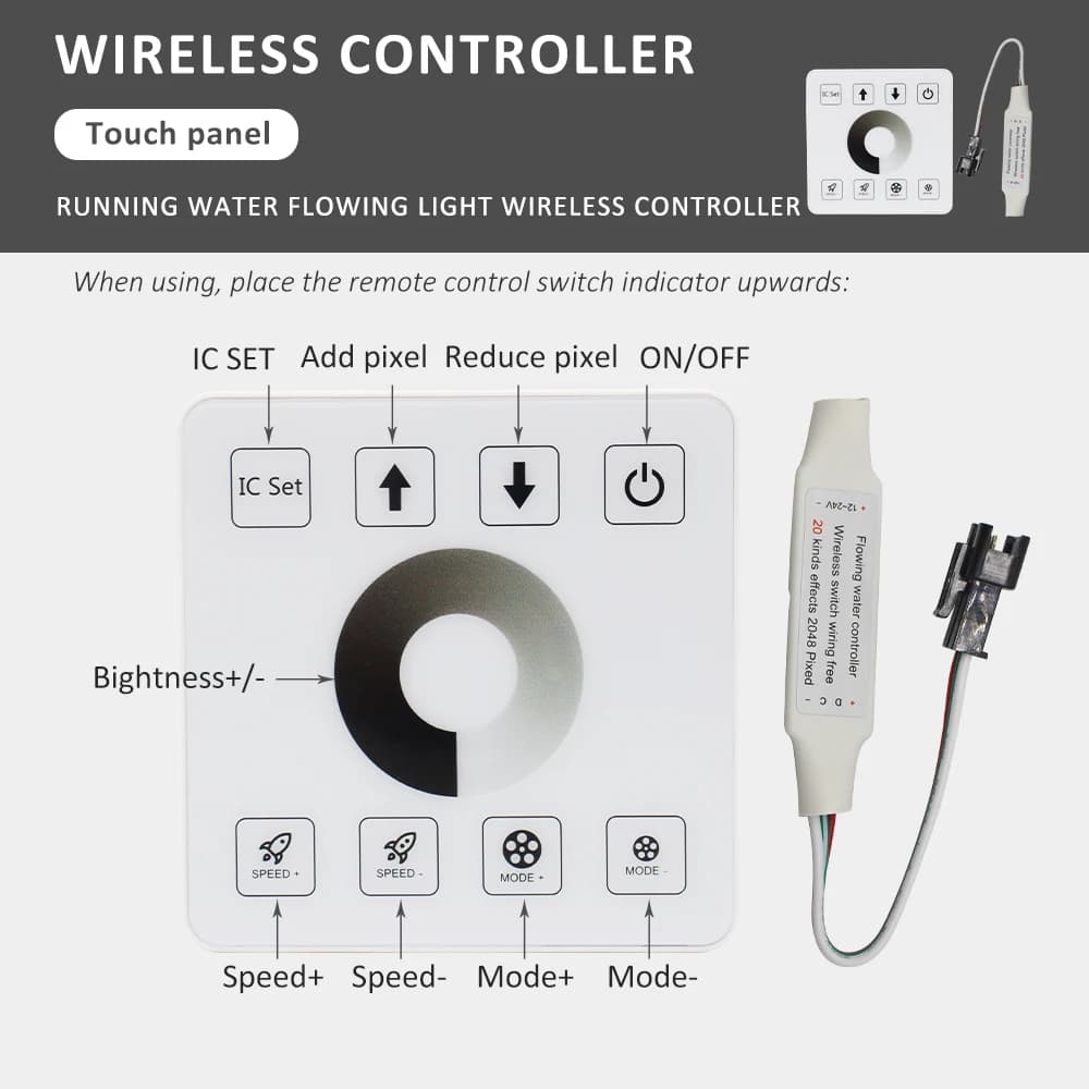 DC5-24V WS2811 panneau de contrôleur de bande lumineuse LED coulant d'eau courante Pixel de Reflux p