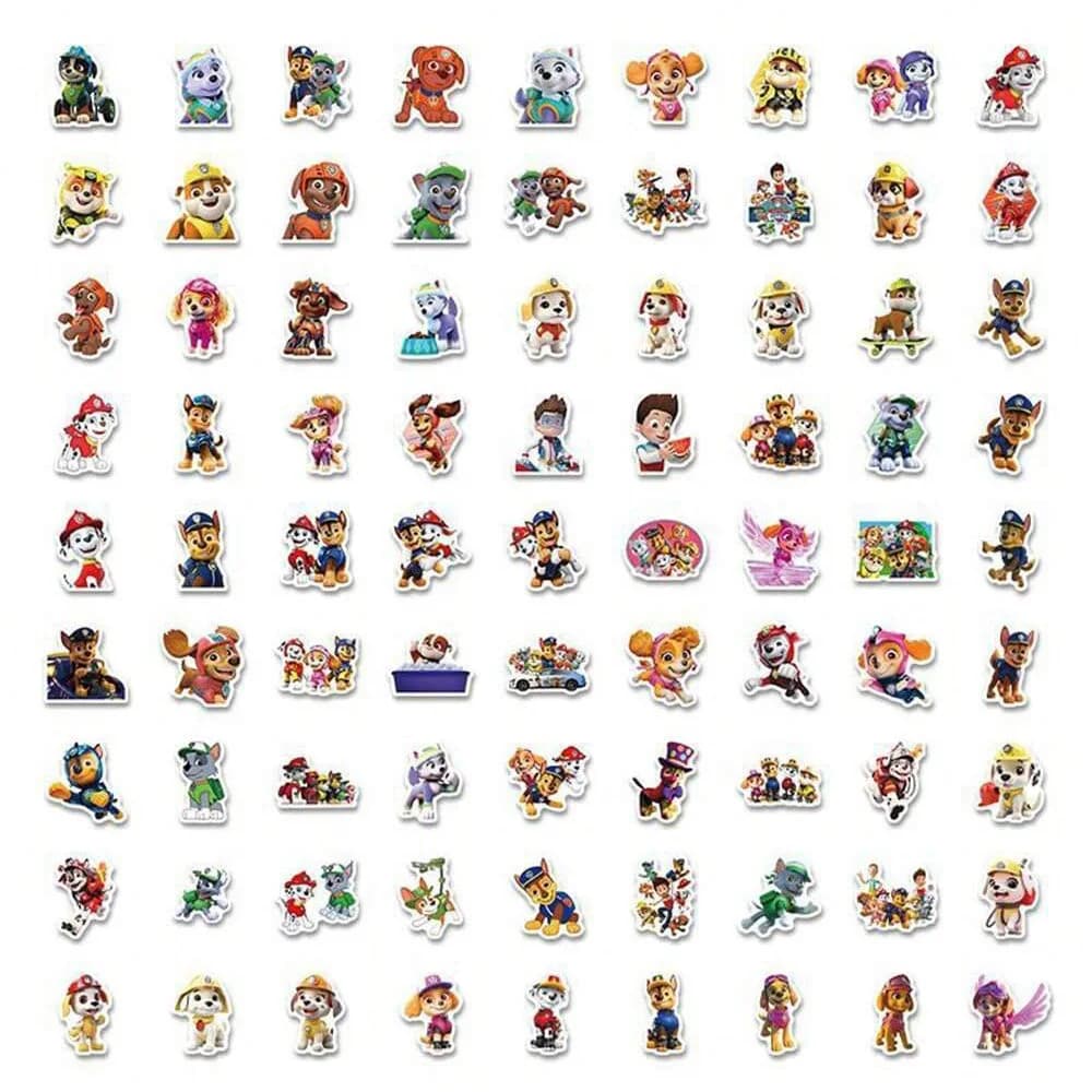 Autocollants de patrouille de patte, 80 pièces, autocollants de dessin animé en PVC, jouets de décor