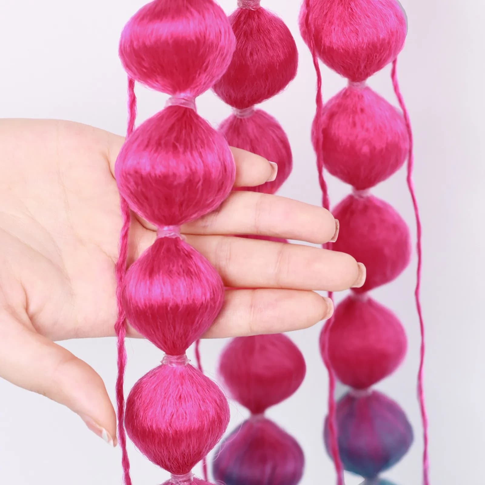 2 extensions de queue de cheval synthétiques à bulles, 20 pouces, légères, colorées, avec élastique 