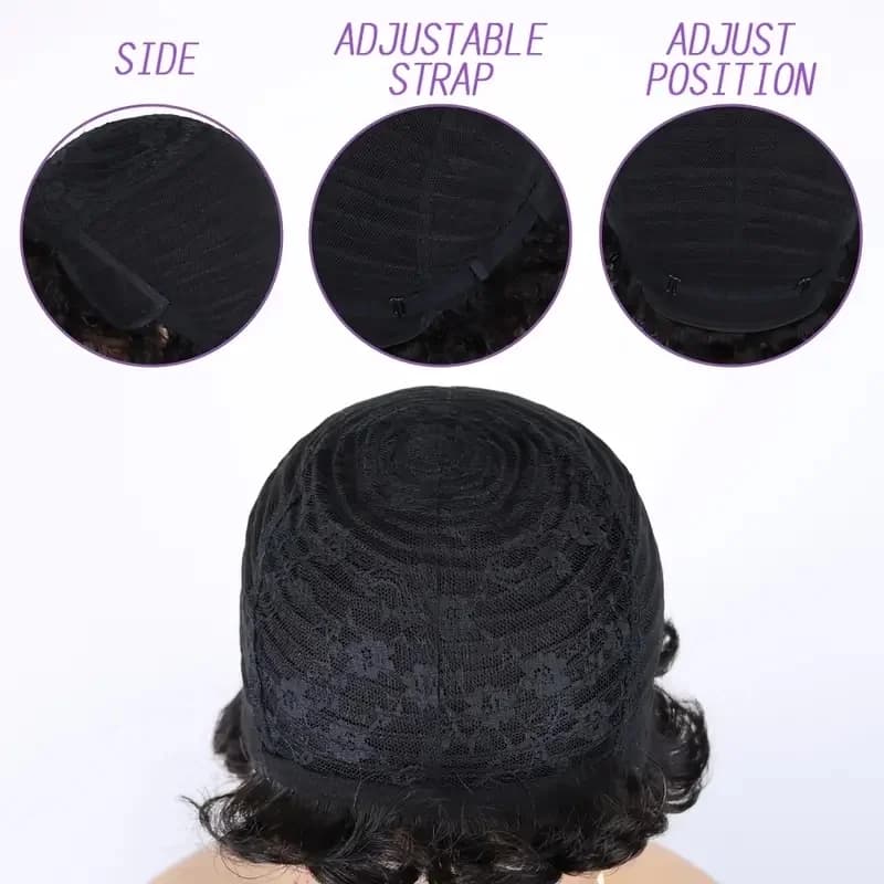 Perruque courte de style pixie en cheveux humains pour femmes, perruques entièrement fabriquées à la