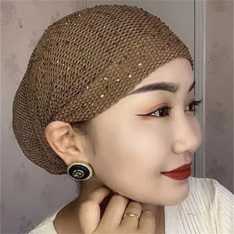 Chapeau Turban d'été en maille respirante pour femmes, élastique, diamants, foulard musulman, Bonnet
