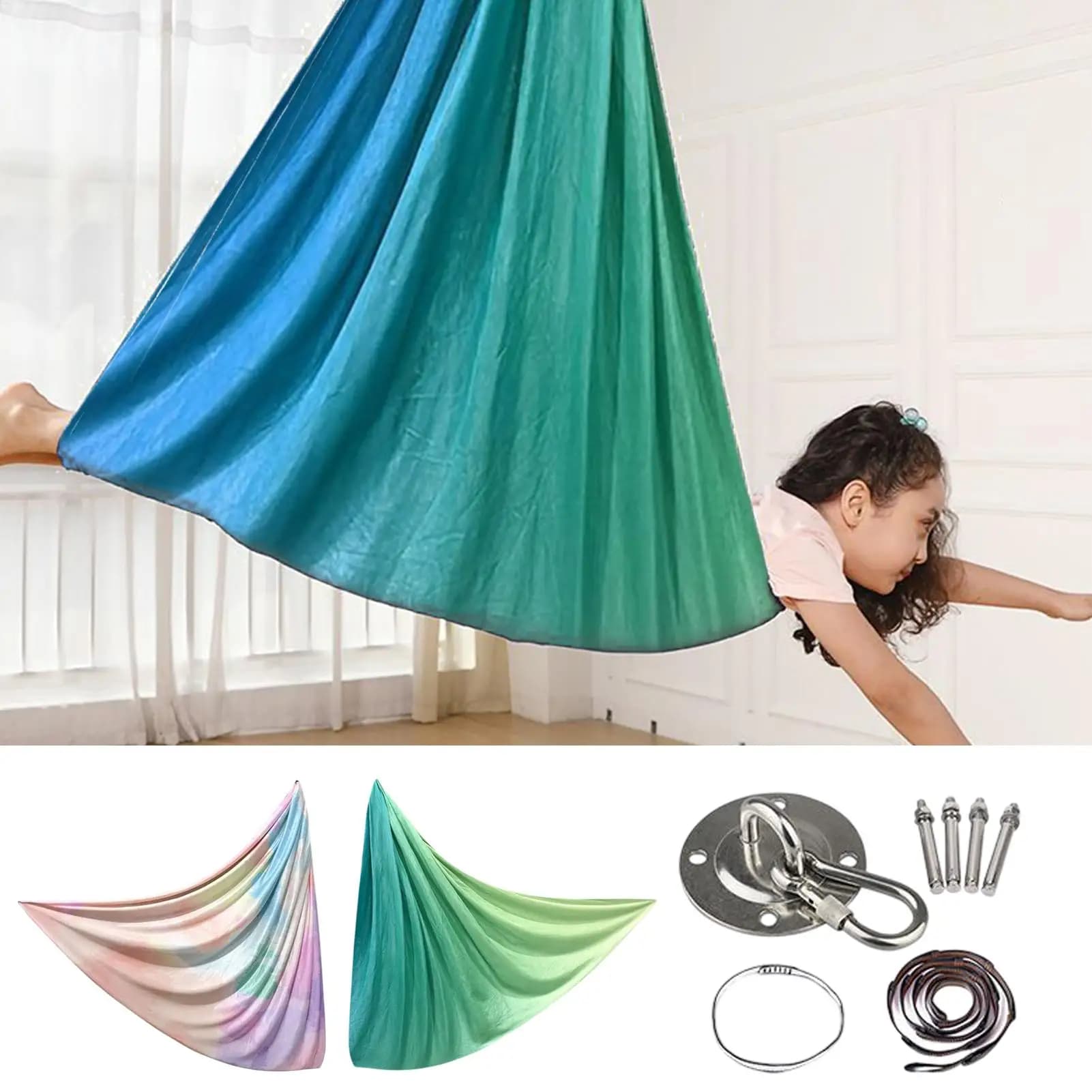 Ensemble de hamac de Yoga, soies aériennes, balançoires sensorielles pour enfants, Fitness, extensib
