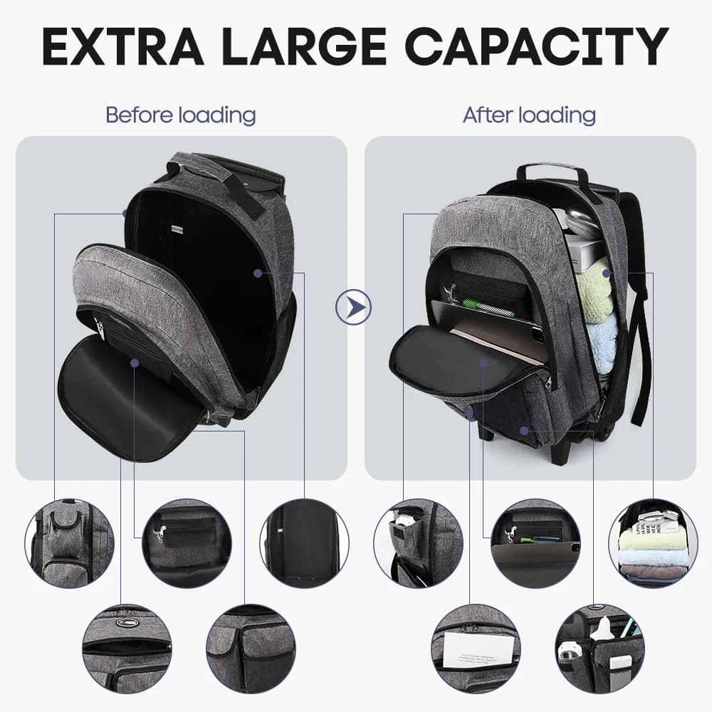 New York XPress 20 pouces sac à dos de voyage avec roues tige de traction cachée bagage à main sac d