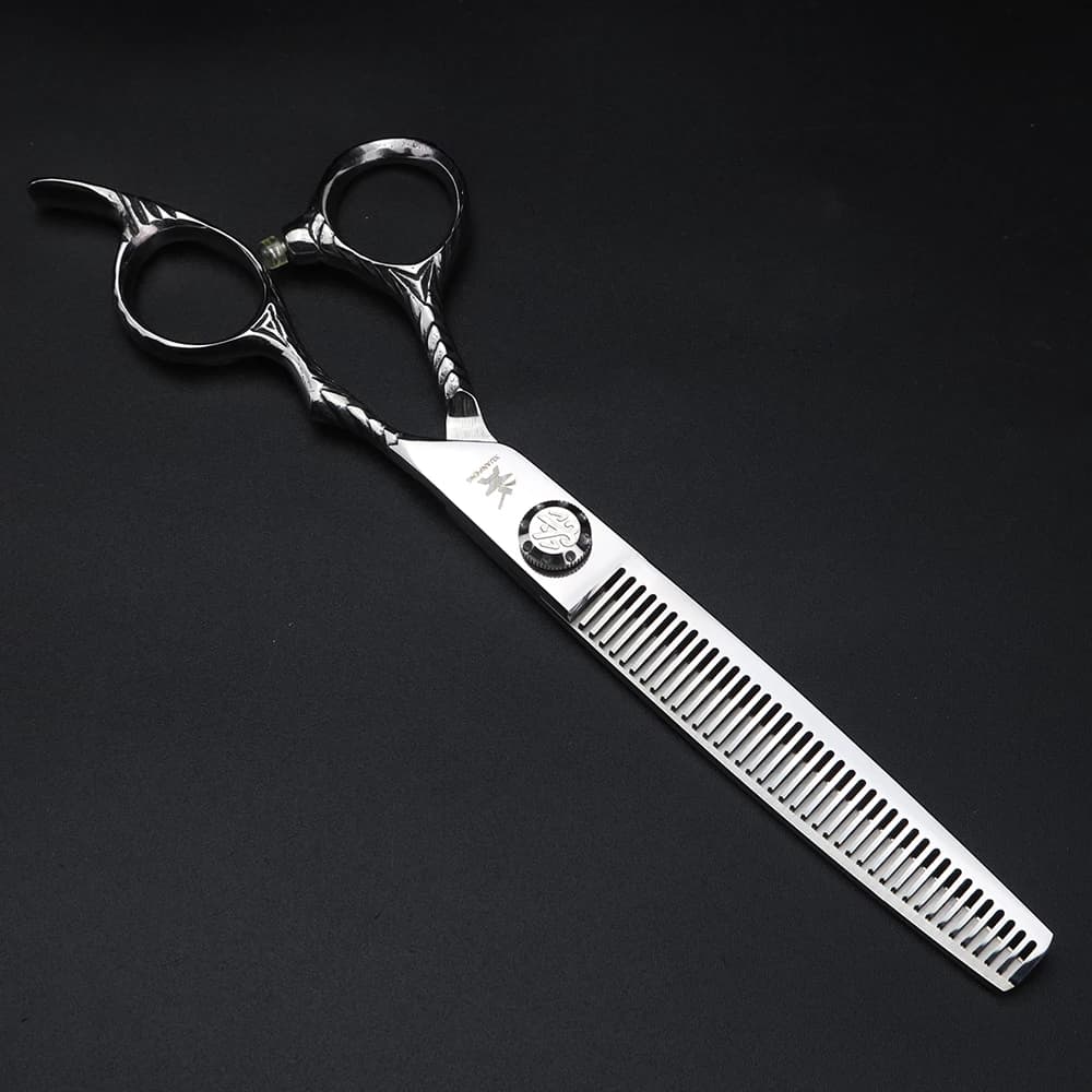 Ciseaux à cheveux XUANTENG en argent de 7 pouces, ciseaux de coiffure en acier 440C et ciseaux à eff