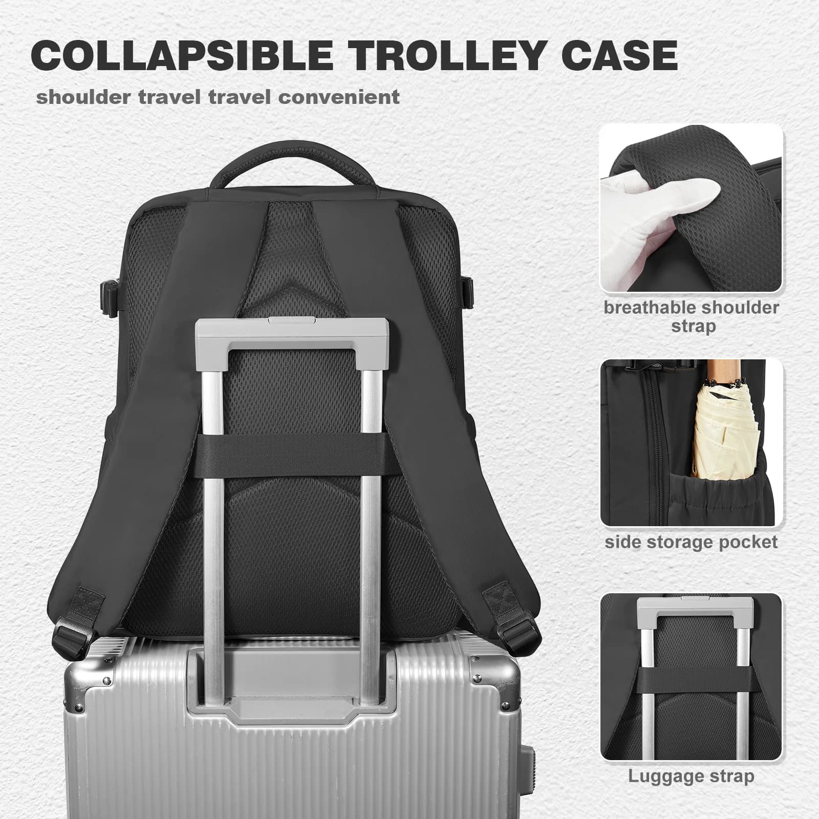 Sac de cabine Ryanair 40x20x25, sac à dos de voyage à compression sous vide pour hommes et femmes, s