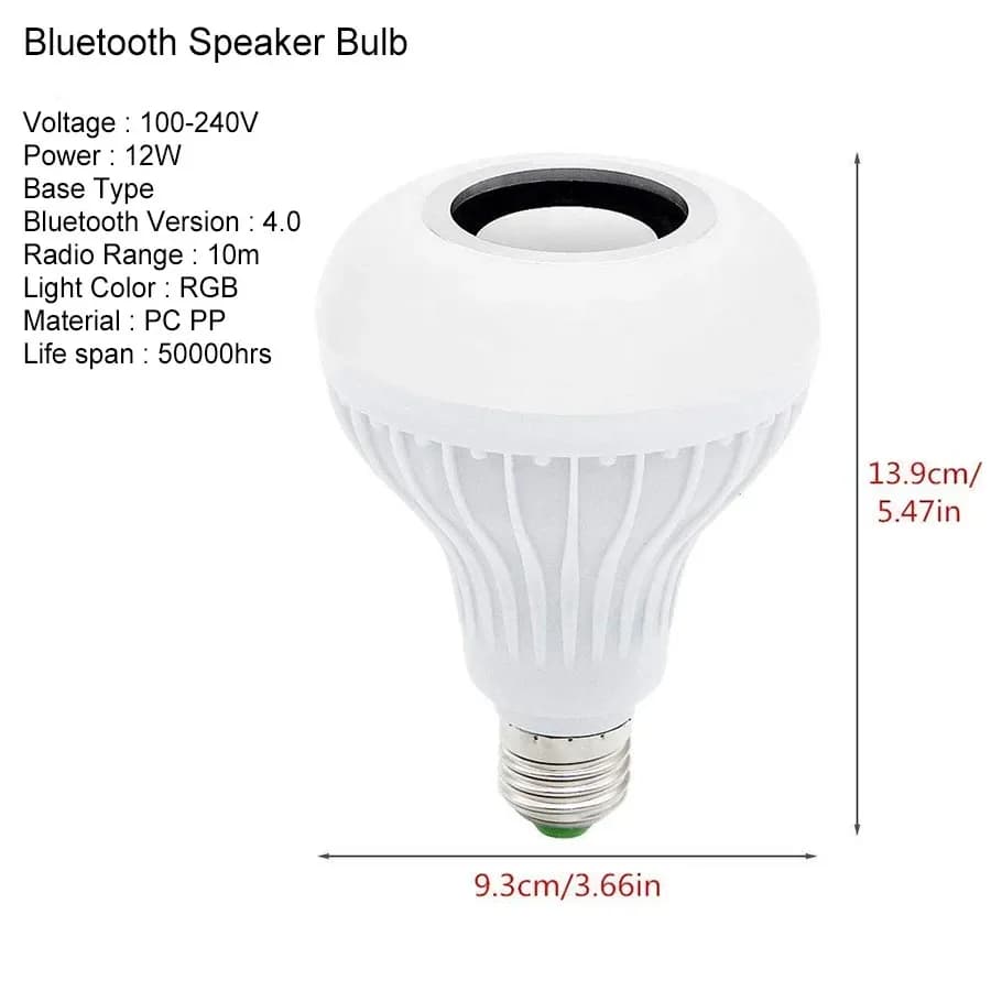 Ampoule de musique avec haut-parleur Bluetooth E27, 12W, télécommande RGB, 85-265V, pour chambre à c