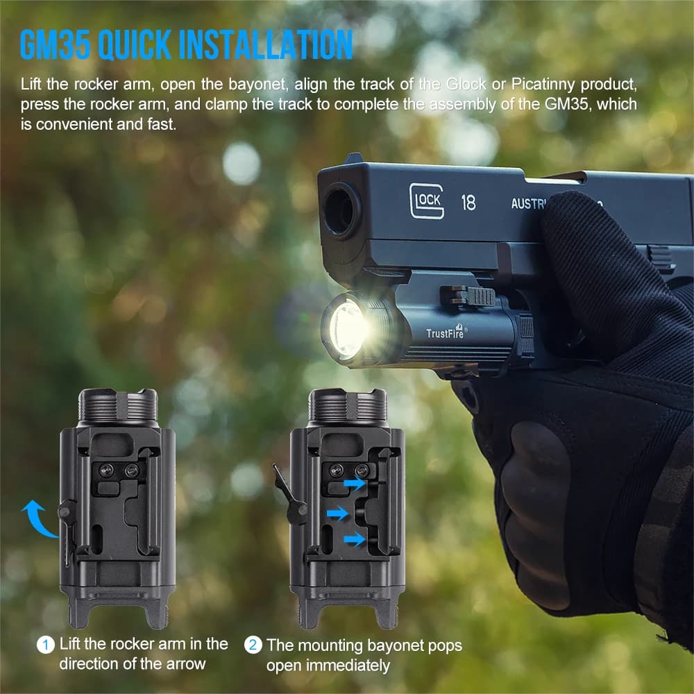Trustfire GM35 lampe de poche tactique 1350 Lumen type c usb lumière rechargeable armes d'auto-défen