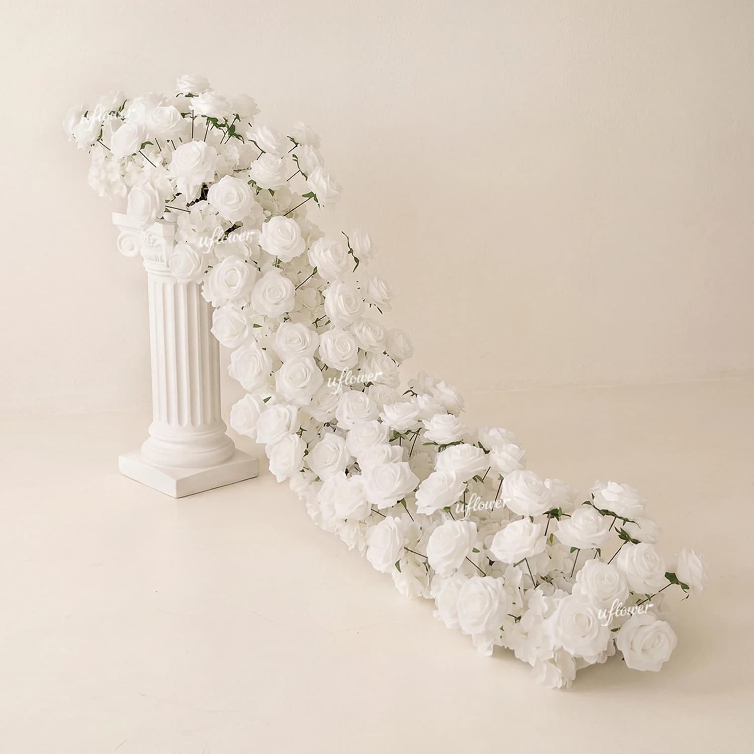 Uflower Rose blanche de luxe de 2 m pour arrangements de mariage, centres de table floraux artificie