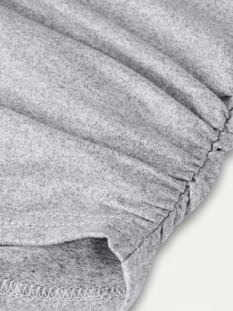 Ensemble 2 pièces en tricot gris pour filles – Haut court froncé à boutons sur le devant et pantalon