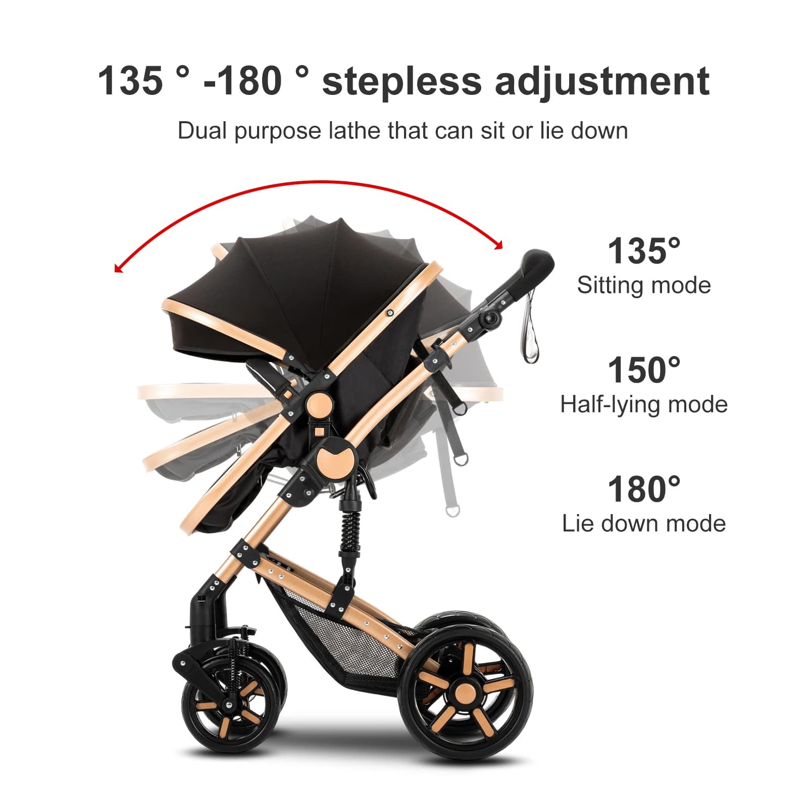 Poussette bébé multifonction 3 en 1, avec siège auto et panier de couchage, landau léger pour bébé, 