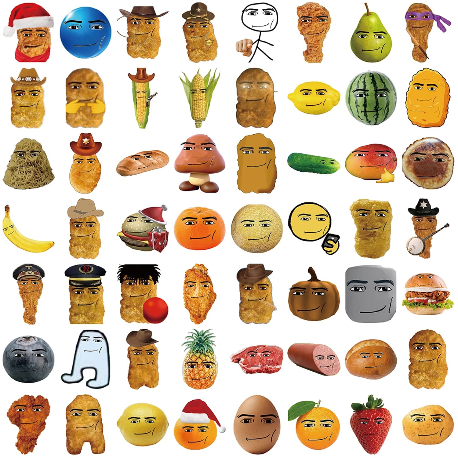 58 pièces Robloxs visage gagnant sourire-poulet pépite Meme série dessin animé étanche décoratif tas