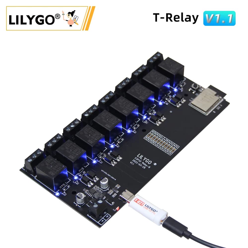 LILYGO ®   Module de relais t-relay 5V 8 canaux ESP32, carte de développement sans fil, WIFI, Blueto
