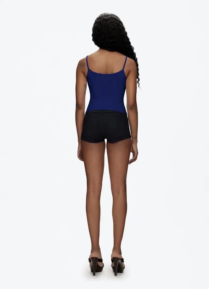 Débardeur moulant sexy bleu foncé pour femme, idéal pour le sport et les activités de plein air