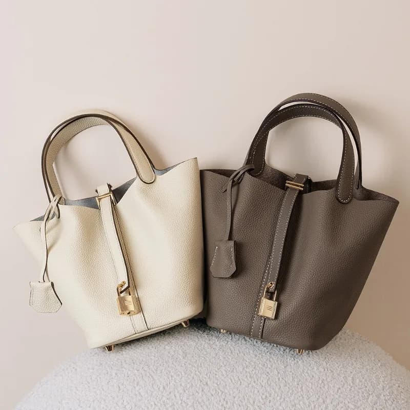 Sac seau, sac pour femme en cuir véritable, sac panier de marché, sac de maman, sac de mariée, sac à