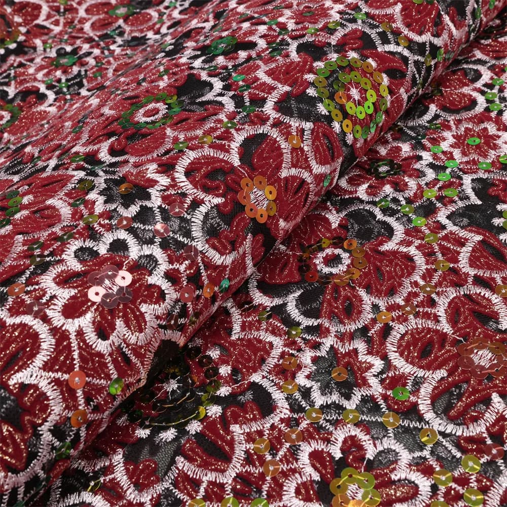 Tissu Africain en Velours et Dentelle à Paillettes, Broderie NigWin Française de Haute Qualité pour 