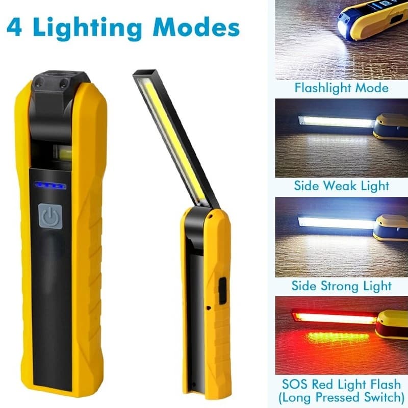 Lampe de travail COB Portable, lampe de poche magnétique, Charge USB, lampe de poche pour voiture, l