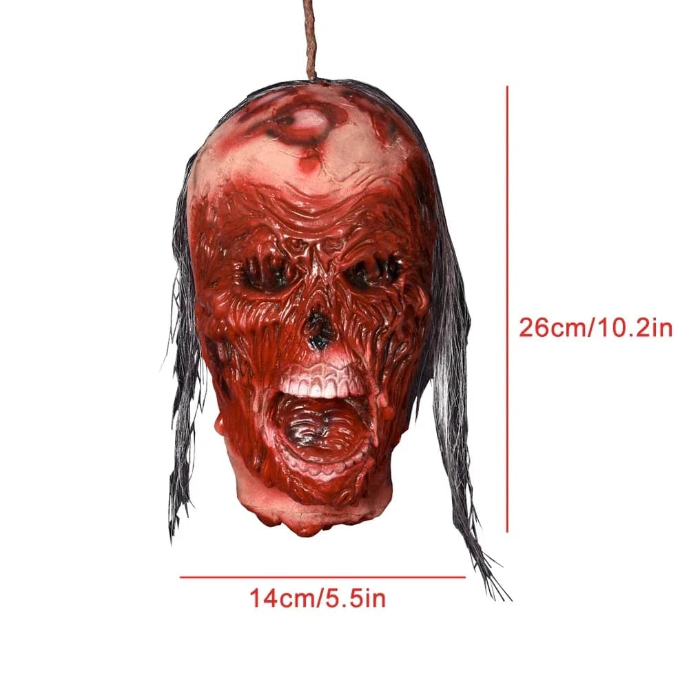 Décoration d'halloween maison hantée horreur cheveux longs tête factice Ghos pendentif accessoires d