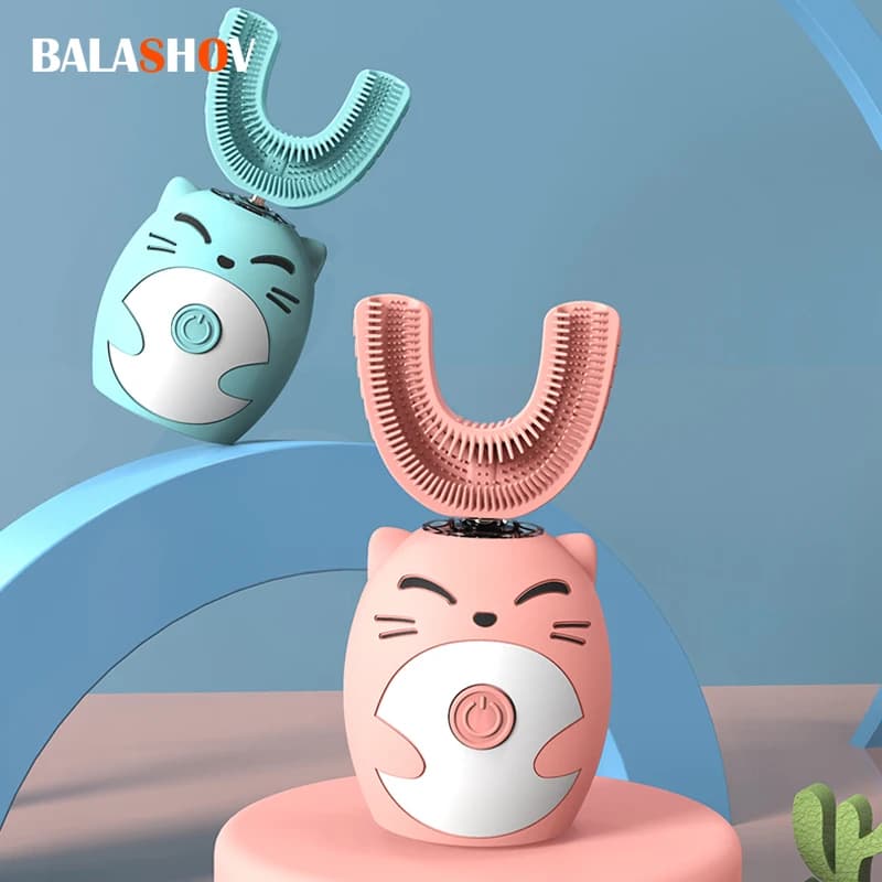 Brosse à dents électrique sonique pour enfants, intelligente en forme de U, 360 degrés, brosse à den