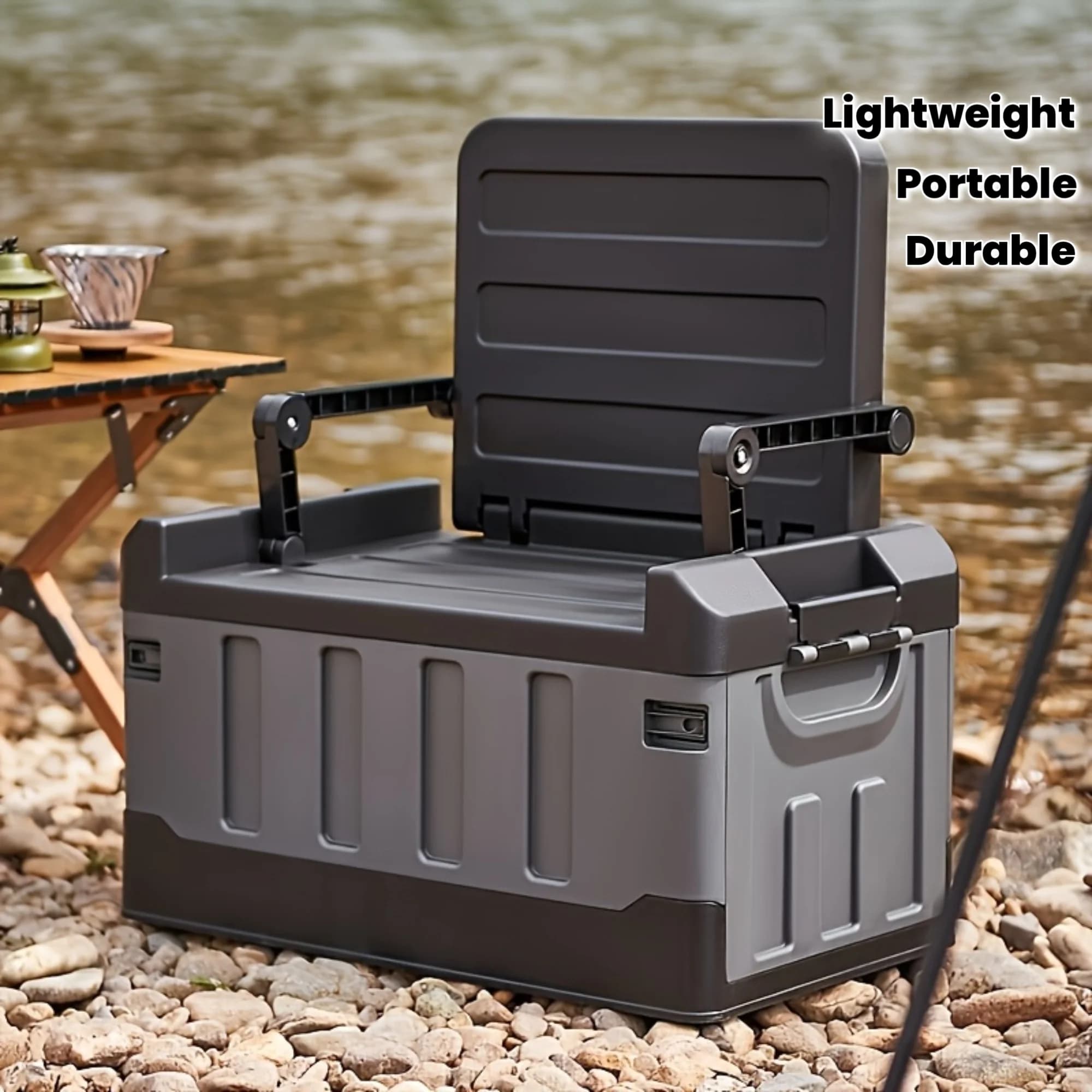 Tabouret de rangement pliable pour l'extérieur avec dossier ergonomique - Siège portable pour le cam