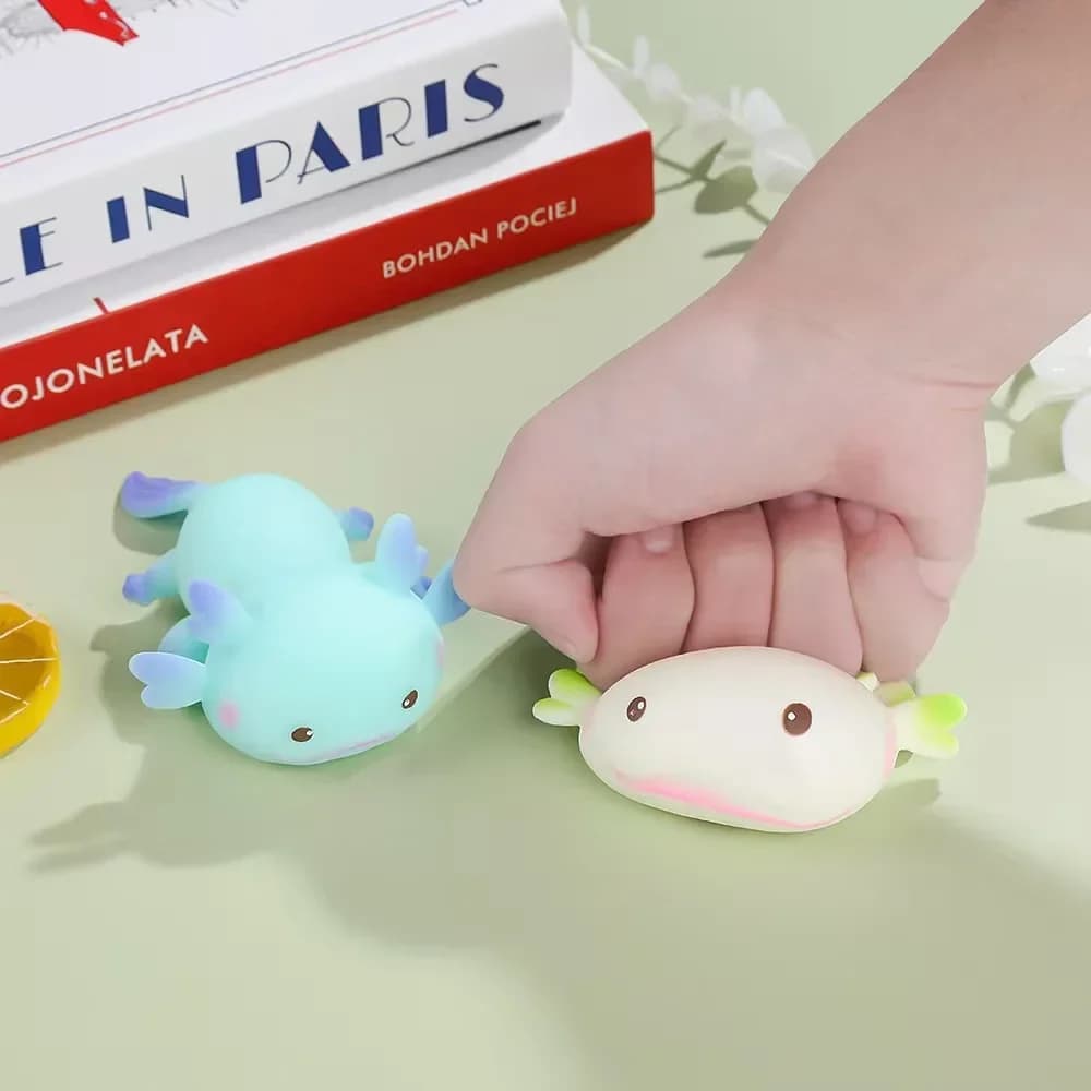 Axolotl – balle à presser, poisson mignon, relaxation, dessin animé, anti-Stress, Squishy, soulageme