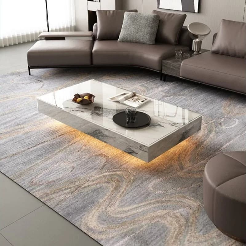 Table basse de luxe française 31 x 47 pouces, moderne, pour salon, idéale pour le gaming et l'hôtell