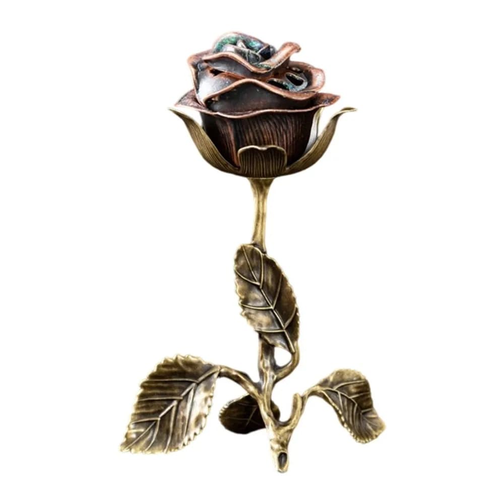 Brûleur à rose en métal artisanal, brûleur d'encens traditionnel robuste, artisanat en alliage résis