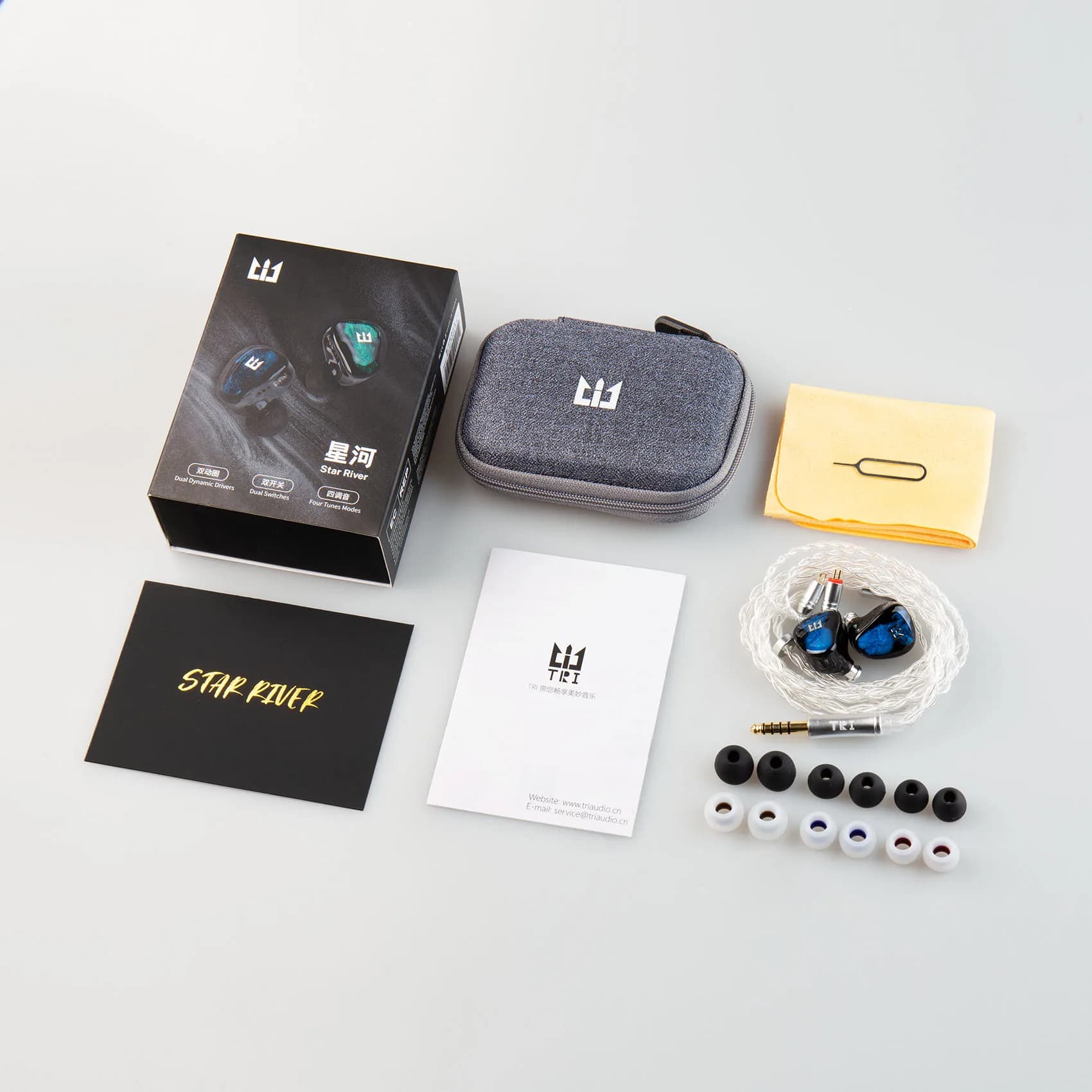 TRI-Écouteurs intra-auriculaires filaires Star River 2esse, écouteurs avec interrupteur de réglage, 