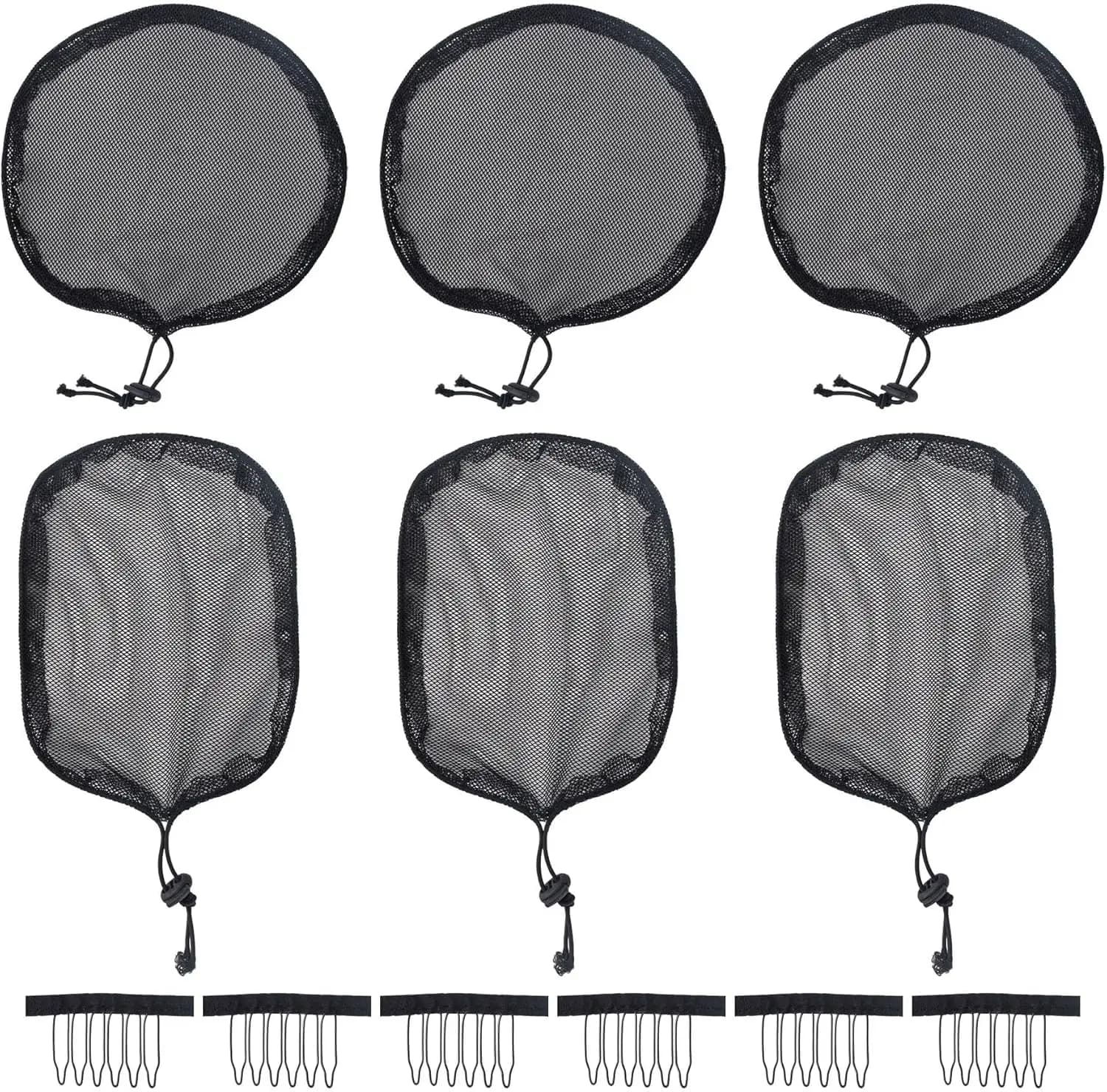 Filet de tissage noir, 5 pièces, cordon élastique, queue de cheval avec 3 Clips en maille pour la fa