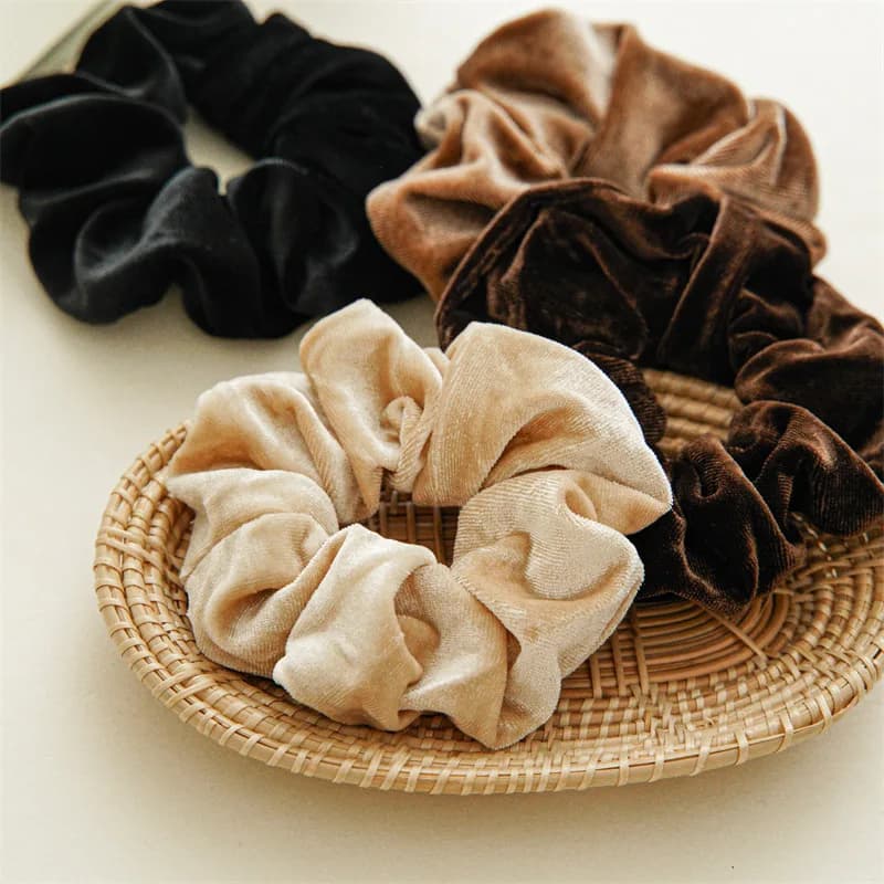 Chouchous pour cheveux pour femmes, 1 à 4 pièces, Vintage, velours, couleur unie, boucle pour cheveu