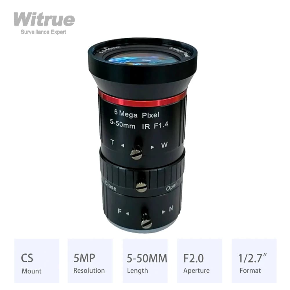 Witrue-Objectif Vavifocal HD 5MP 5-50MM CS Mount Aperture F2.0 Format 1/1/2 "Zoom manuel Focal pour 