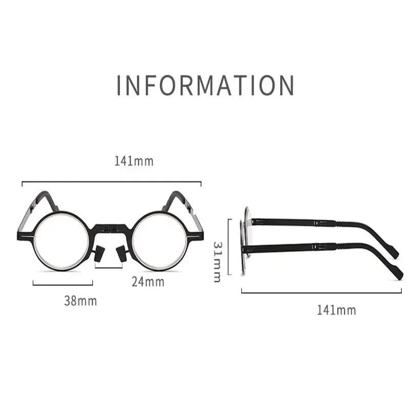 Lunettes de lecture HD pliables portables, lunettes rondes rétro ultra légères pour hommes et femmes