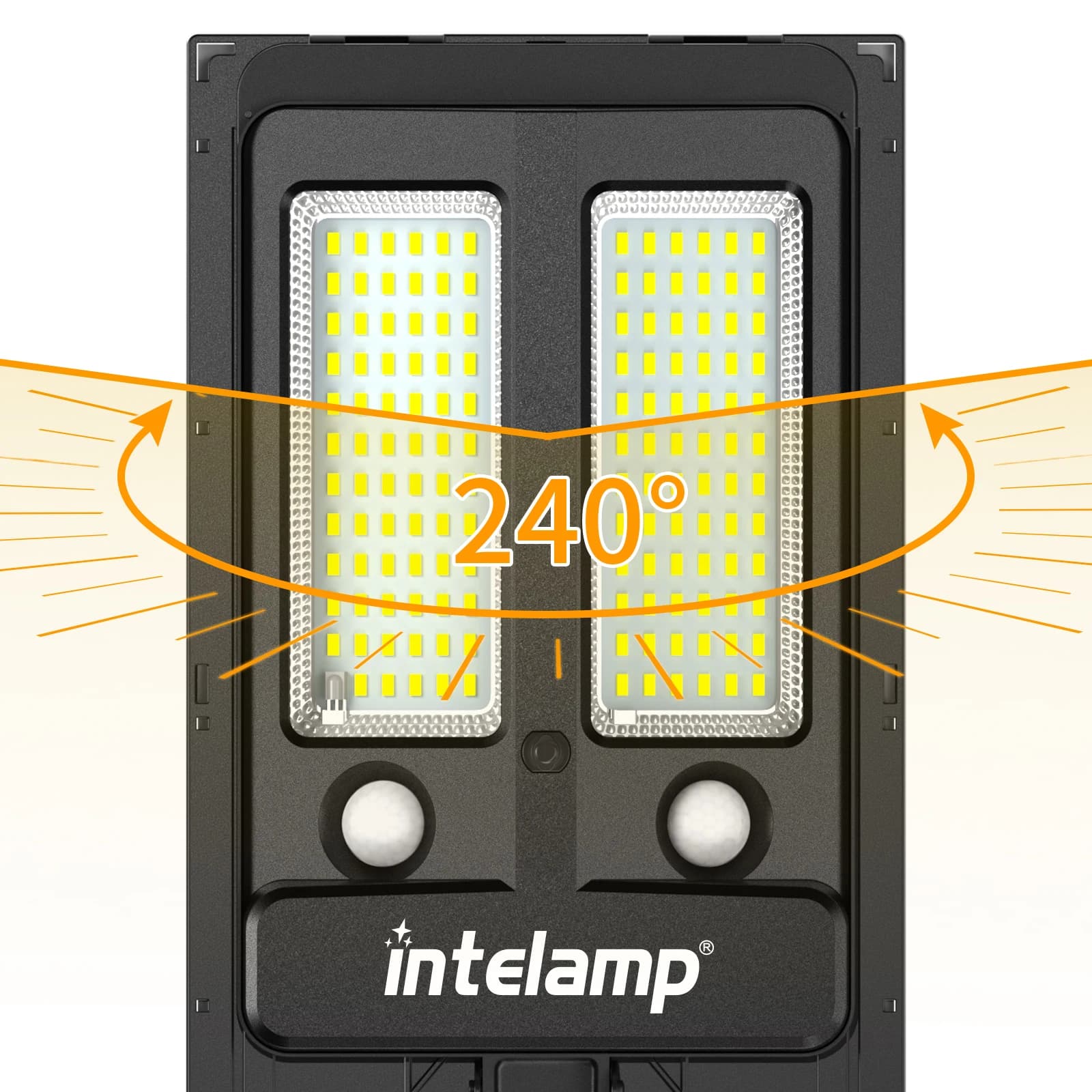 Lampe solaire extérieure Intelamp 12500 mAh 3000 LM avec deux capteurs, grand panneau solaire, éclai