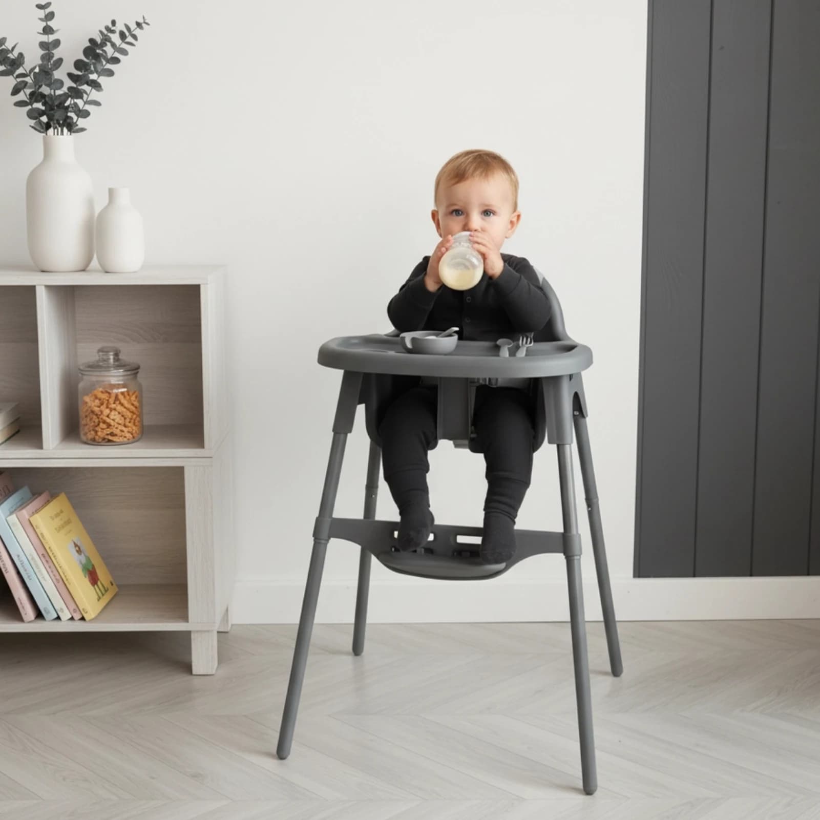 Chaise haute pour bébé Yalion (6-36 mois) avec plateau, hauteur réglable, design facile à nettoyer p