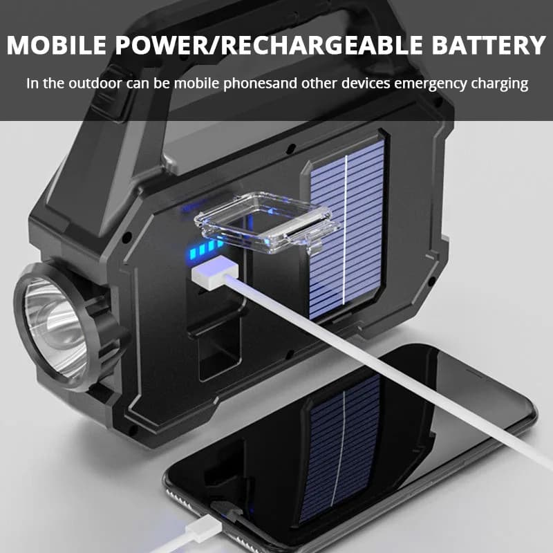 Lampe de poche LED solaire aste, COB, zoomable, étanche, ampoules DulTorch, peut charger le téléphon
