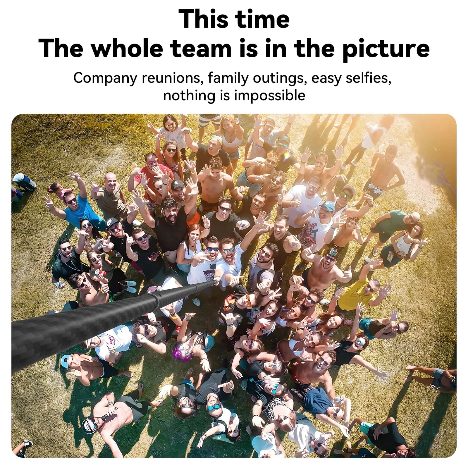 TELESIN 1.2M 3M perche à Selfie en Fiber de carbone monopode extensible avec vis 1/4 pour GoPro 13 1