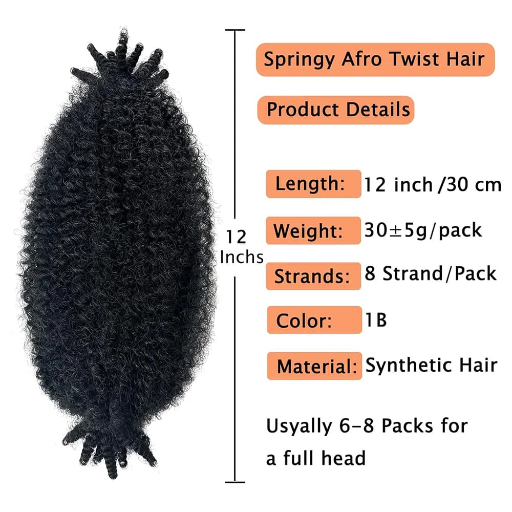 Cheveux Afro torsadés élastiques, 1/3/8 paquets de cheveux tressés Marley torsadés pré-séparés, adap