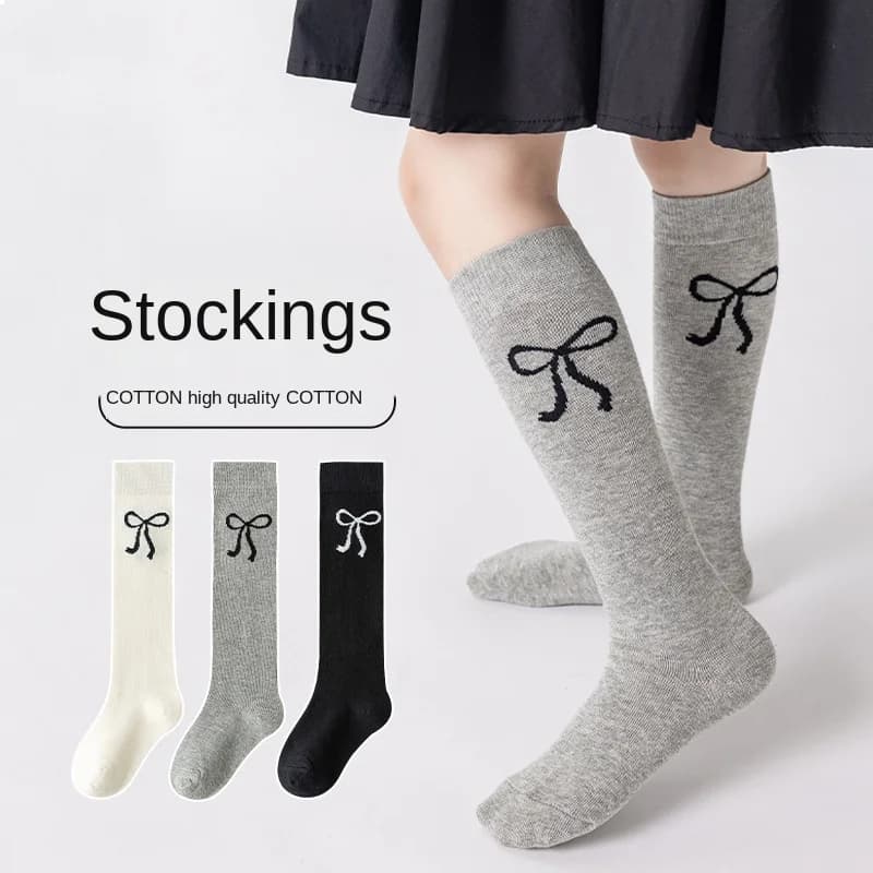 3 paires de chaussettes d'école mi-mollet pour adolescentes, avec nœud, Style coréen, chaussettes ha