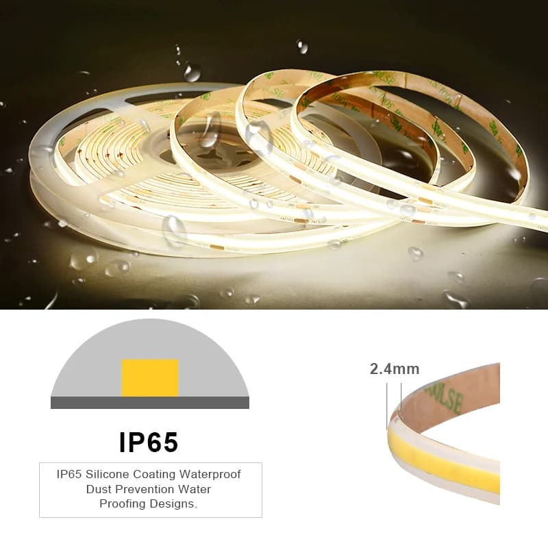 Bande lumineuse LED COB étanche IP65, haute densité, 480 LED/m, ruban Flexible RA90 3000K 4000K 6500
