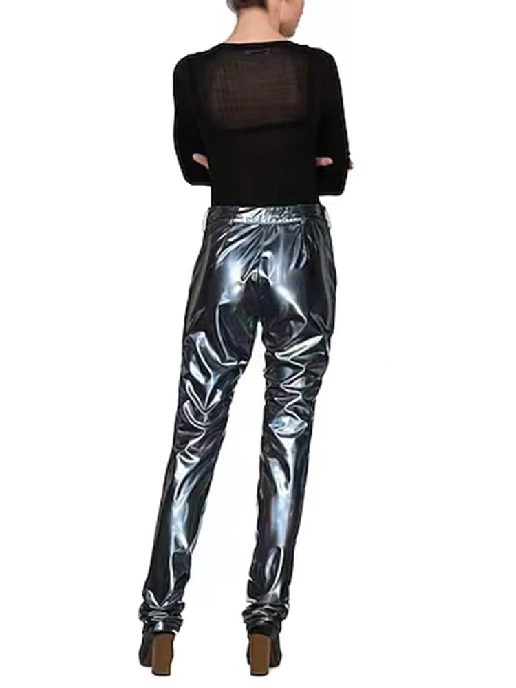 Pantalon gothique en cuir pour femme, taille haute, Slim FjWith Pocket, Ladies Pu commissionned Slim